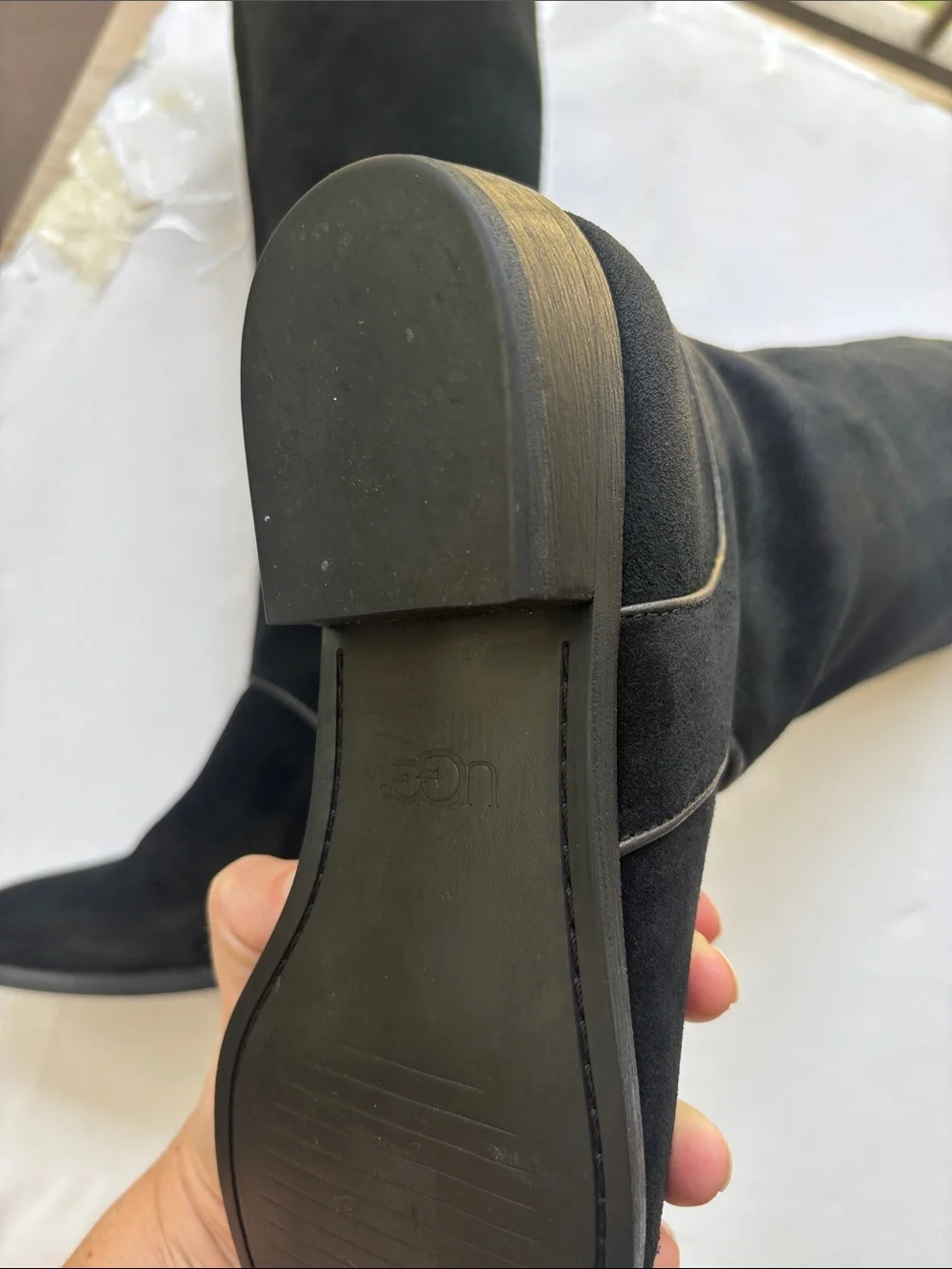 UGG Gracen Black Suede Tall Riding Boots Knee High 8.5 Cute Fall Winter Everyday